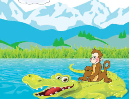 The monkey and crocodile