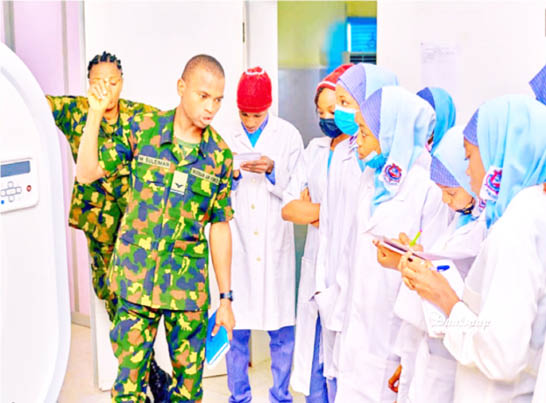 Students of Premier Pace Setters Schools, Katsina during an excursion to Airforce Base Medical Centre, Daura, recently.