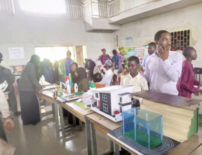 Students of Sheikh Abubakar Gummi Academy during Science exhibition and trade fair